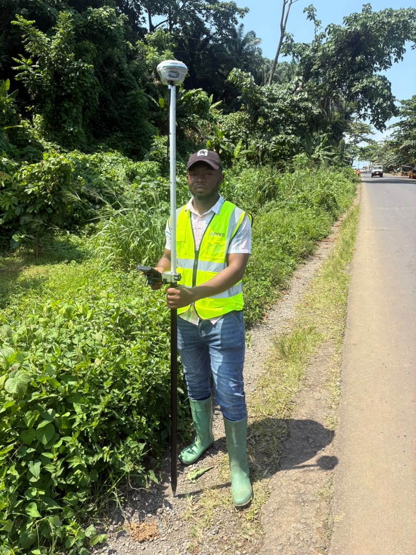 APEKS GNSS Base Station setup over a geodetic control point in Cameroon
