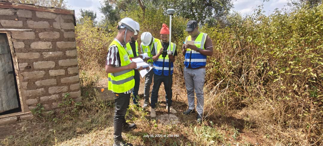 Field surveyor logging pipeline centerline staking data in Tanzania