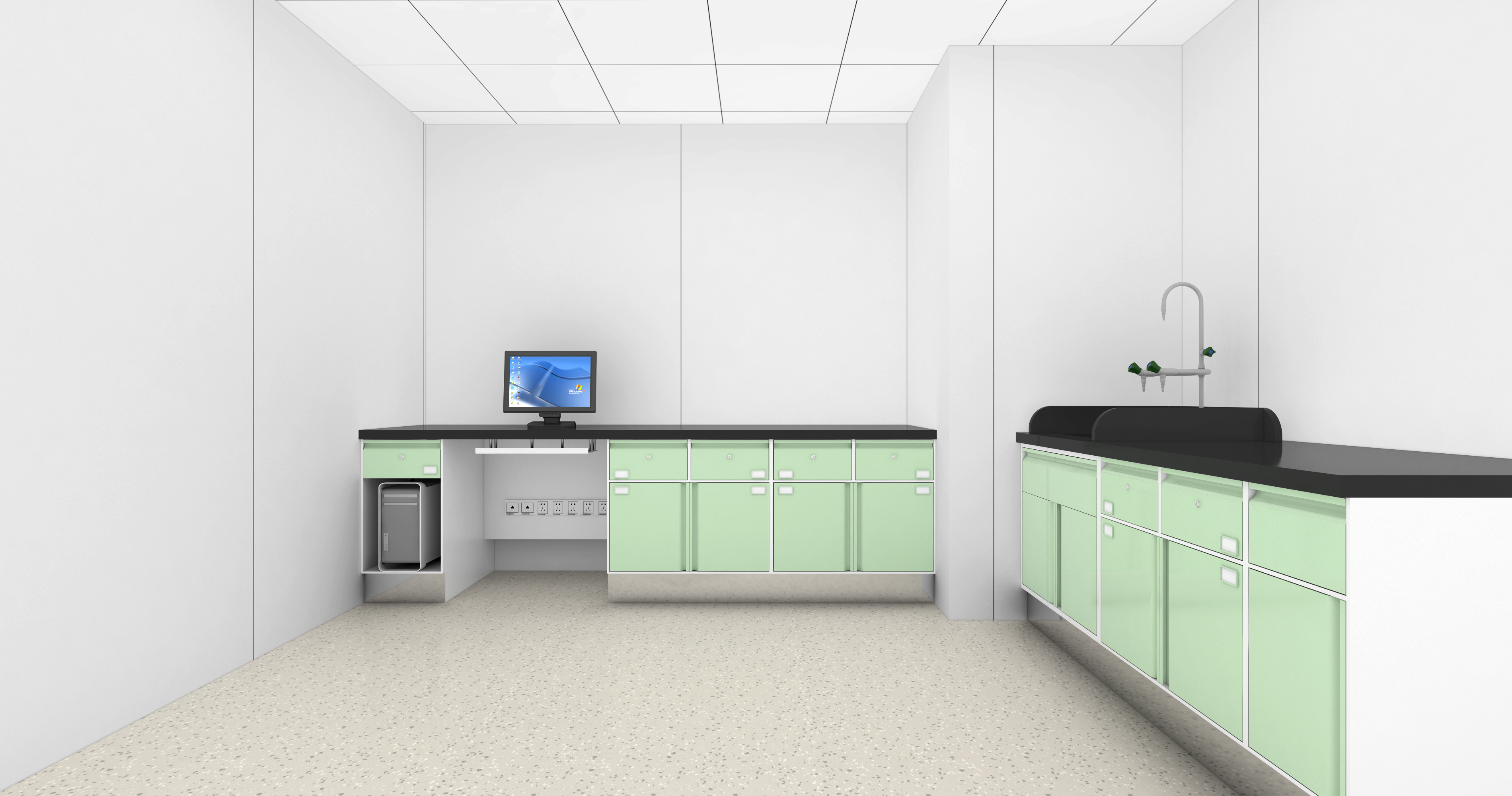 紧凑薄荷绿实验台