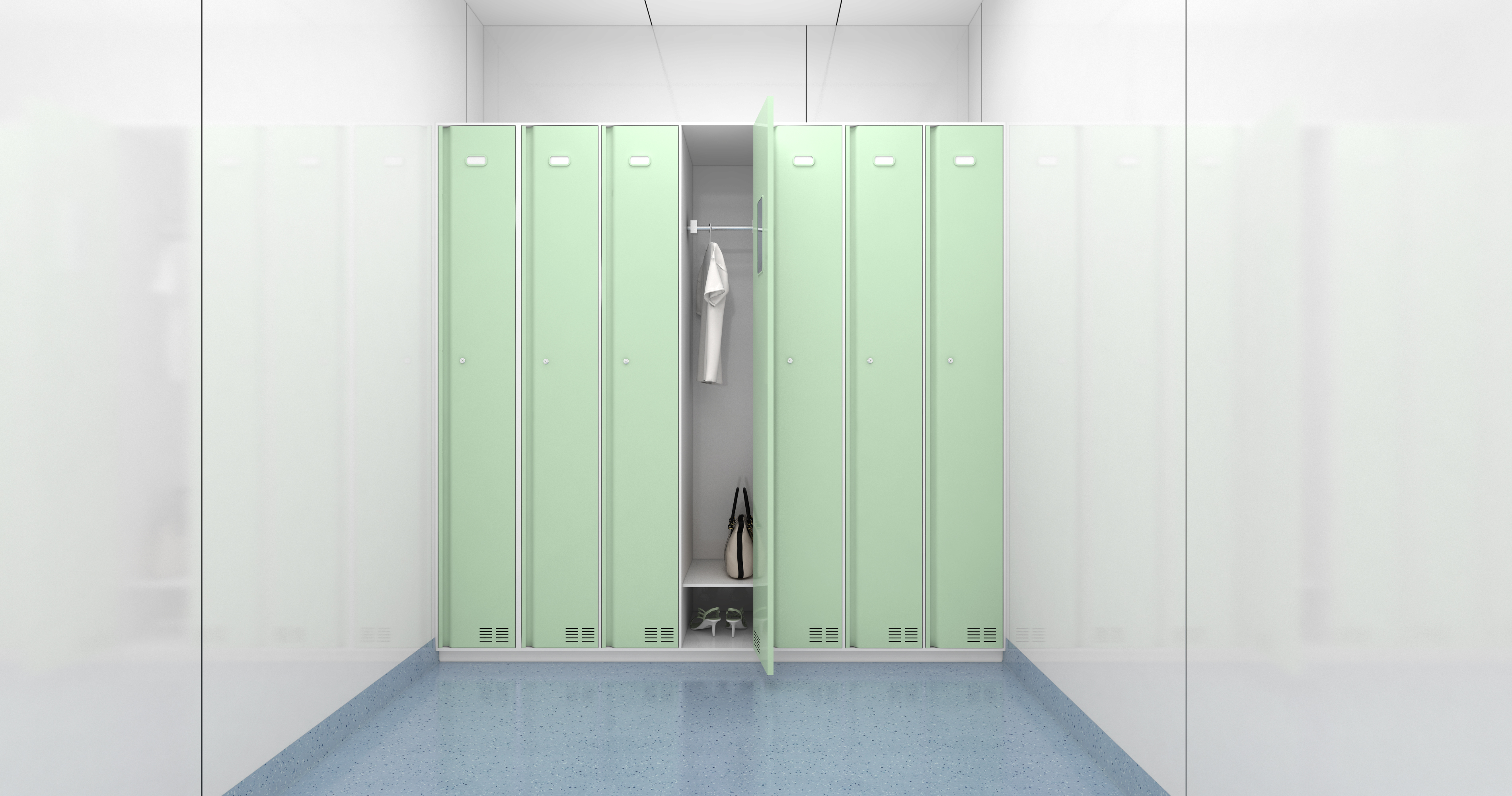 紧凑薄荷绿储物柜角