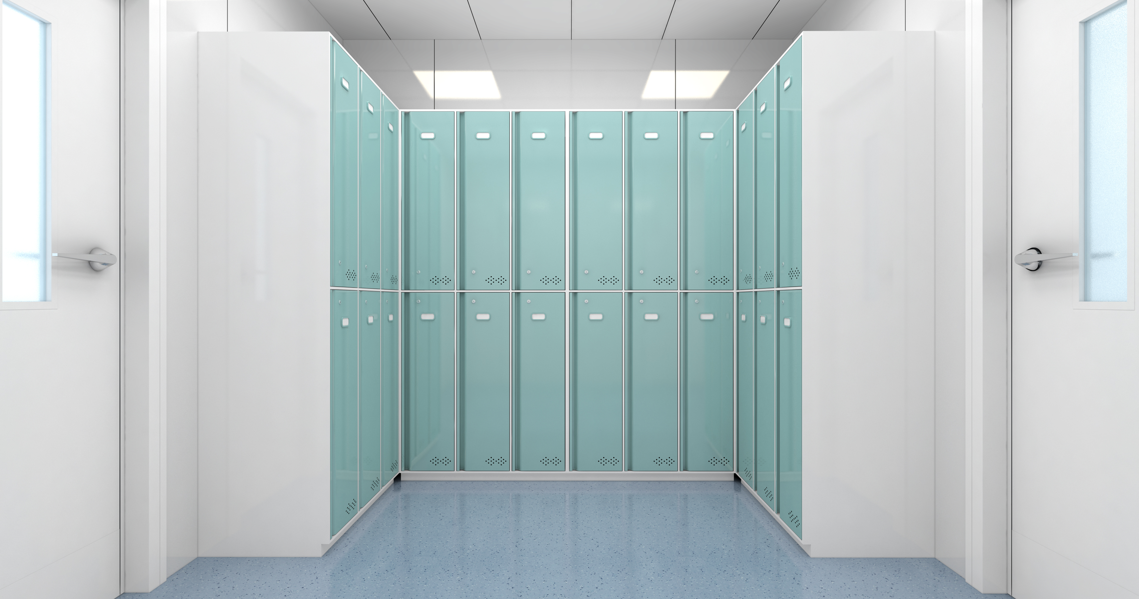 双层青绿储物柜室