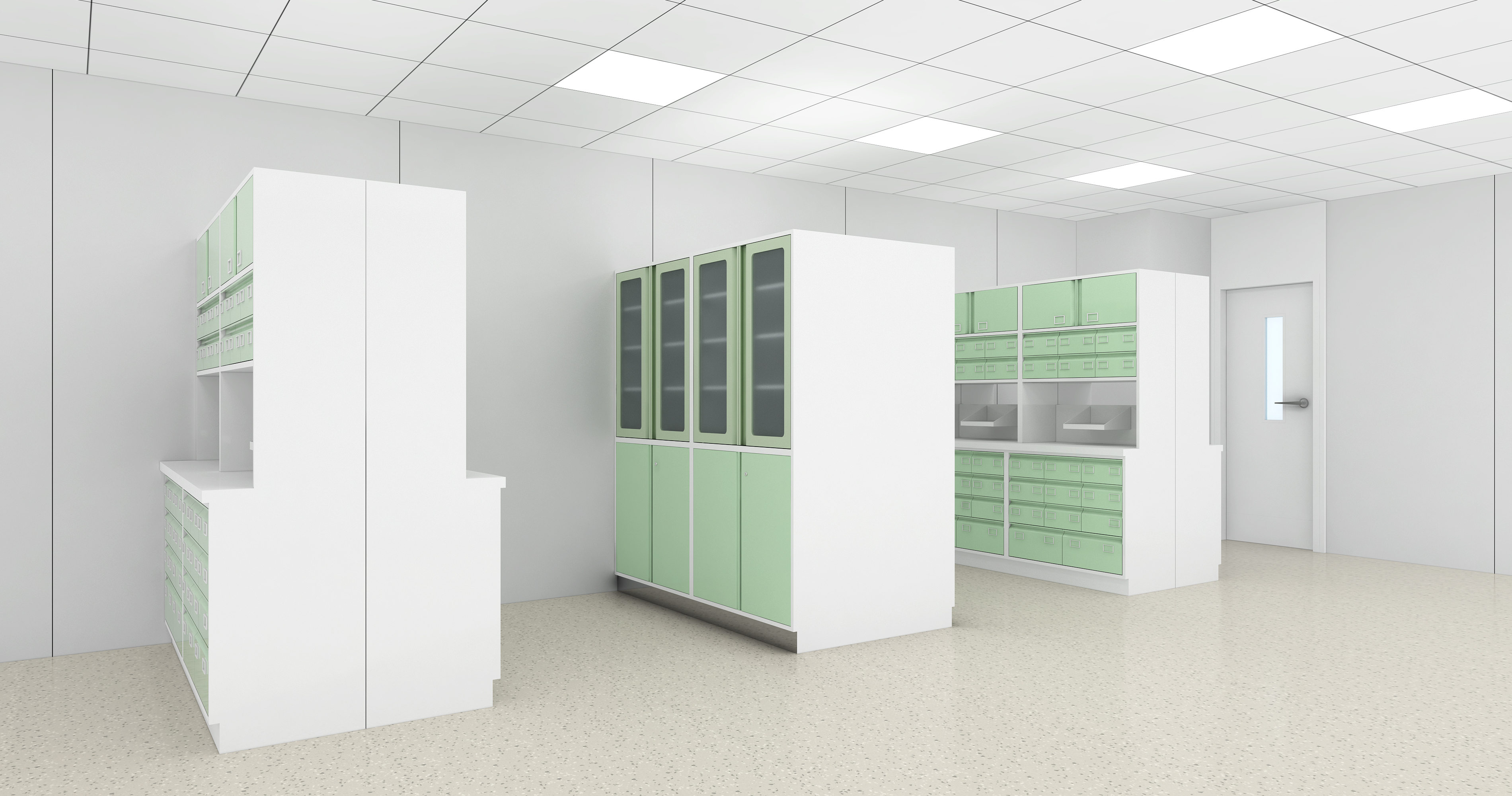 薄荷绿药柜存储区
