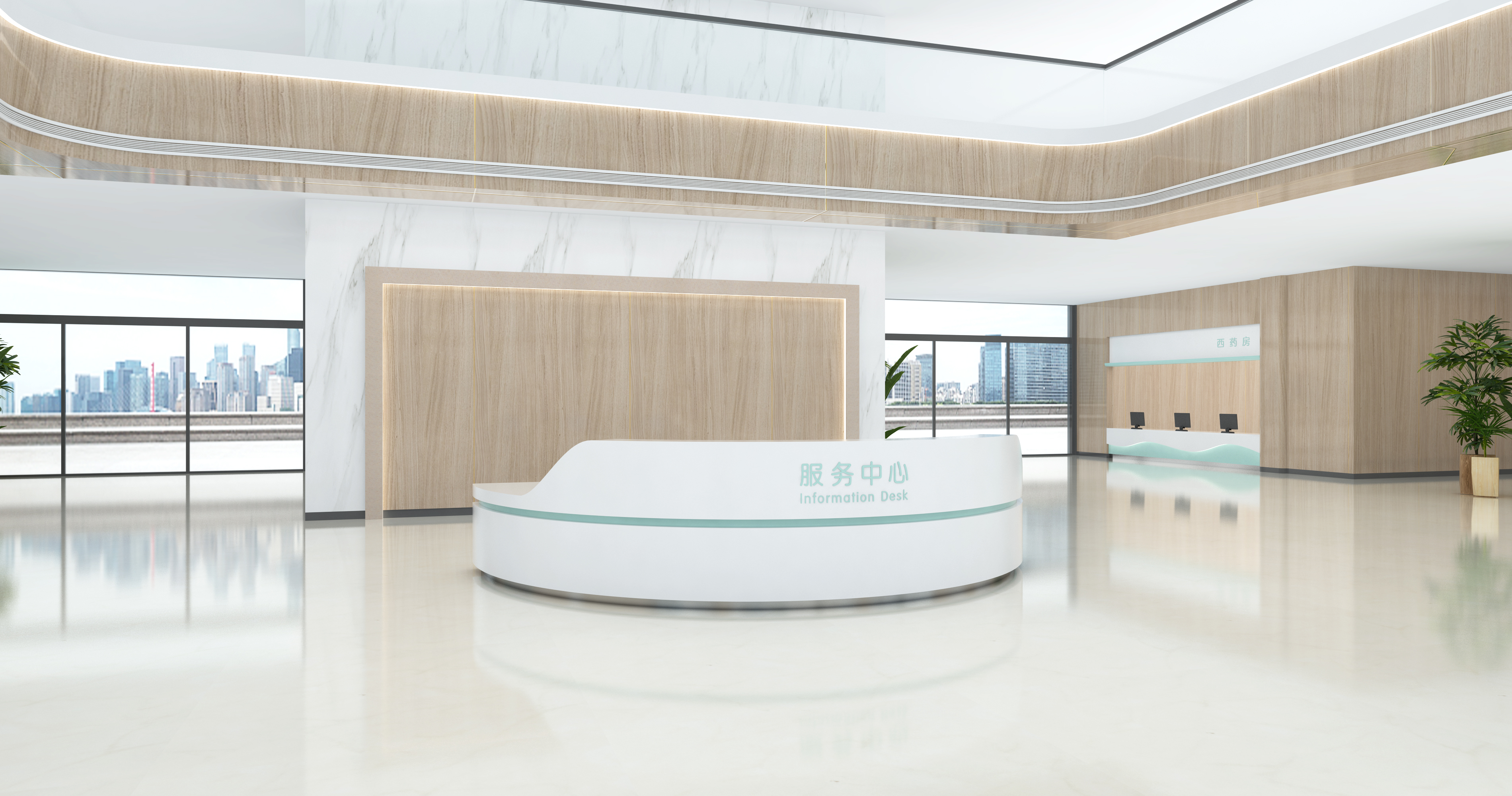 现代弧形咨询台