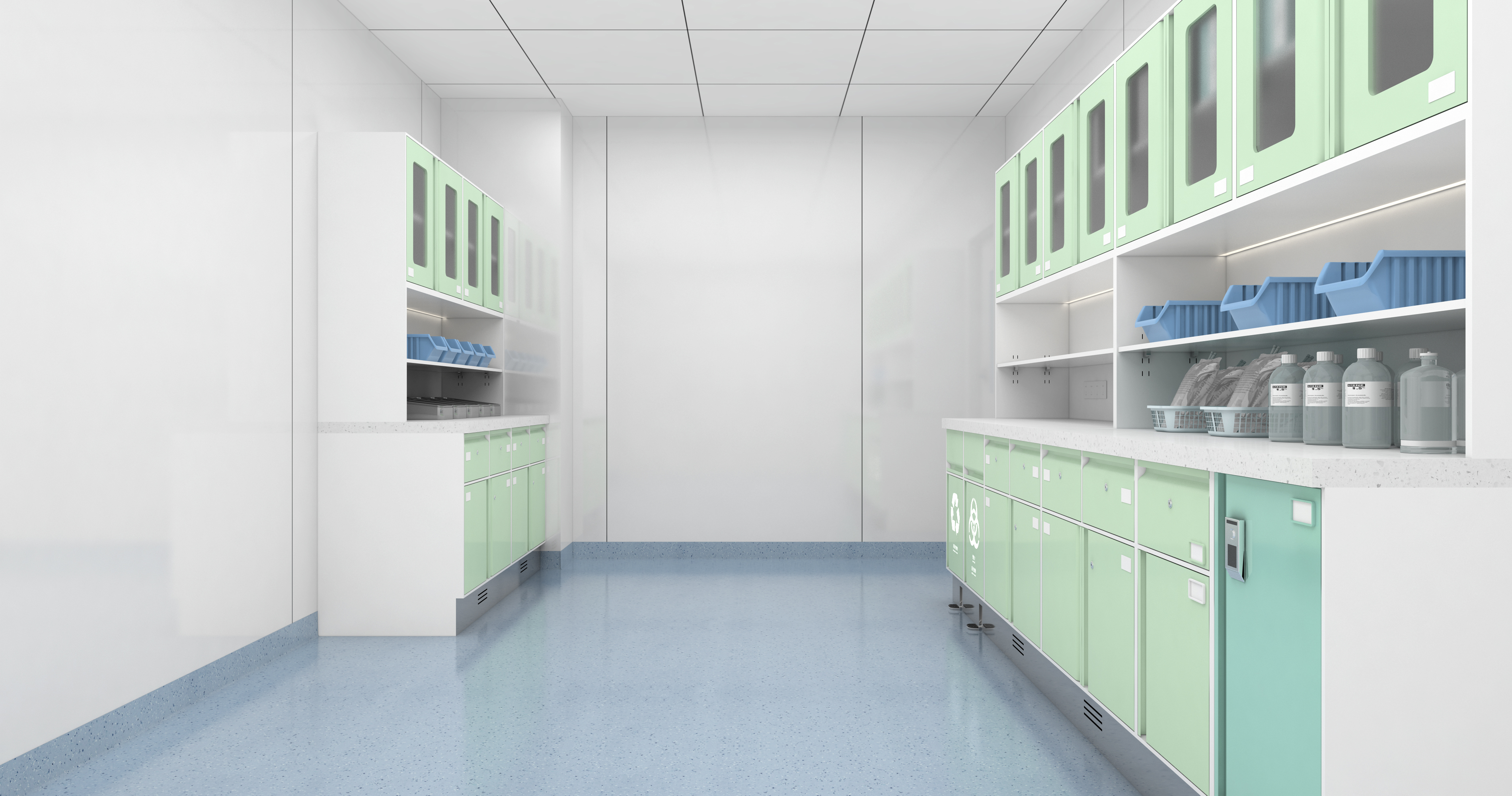 薄荷绿治疗备品室