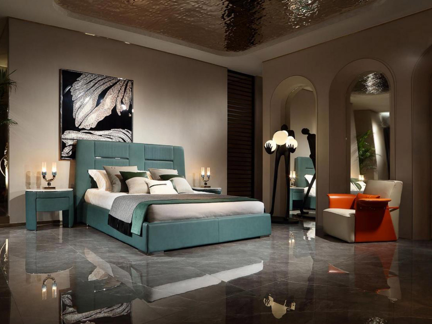 High-end furniture customization factory villa luxury bedroom furniture combination E-176