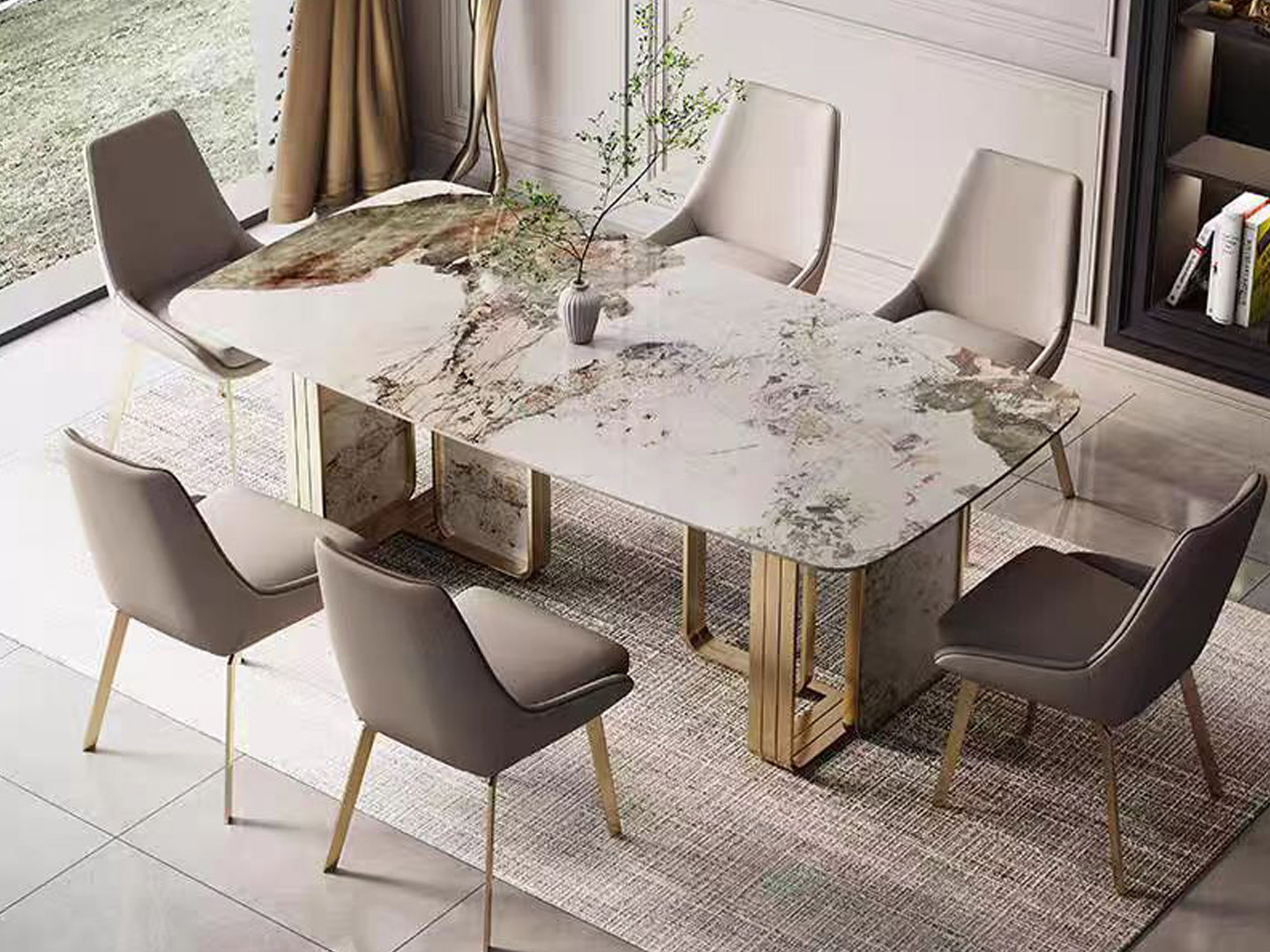Light luxury residential villa hotel project custom dining table and chair furniture E-178