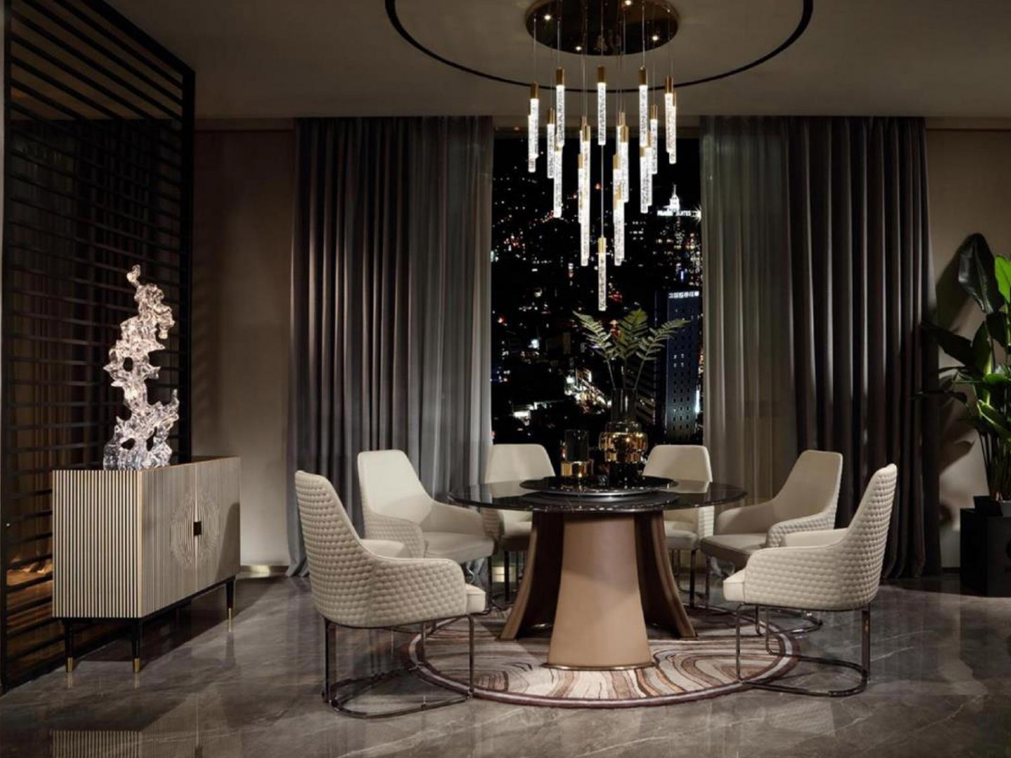 Italian light luxury villa residential large and small dining room furniture E-177