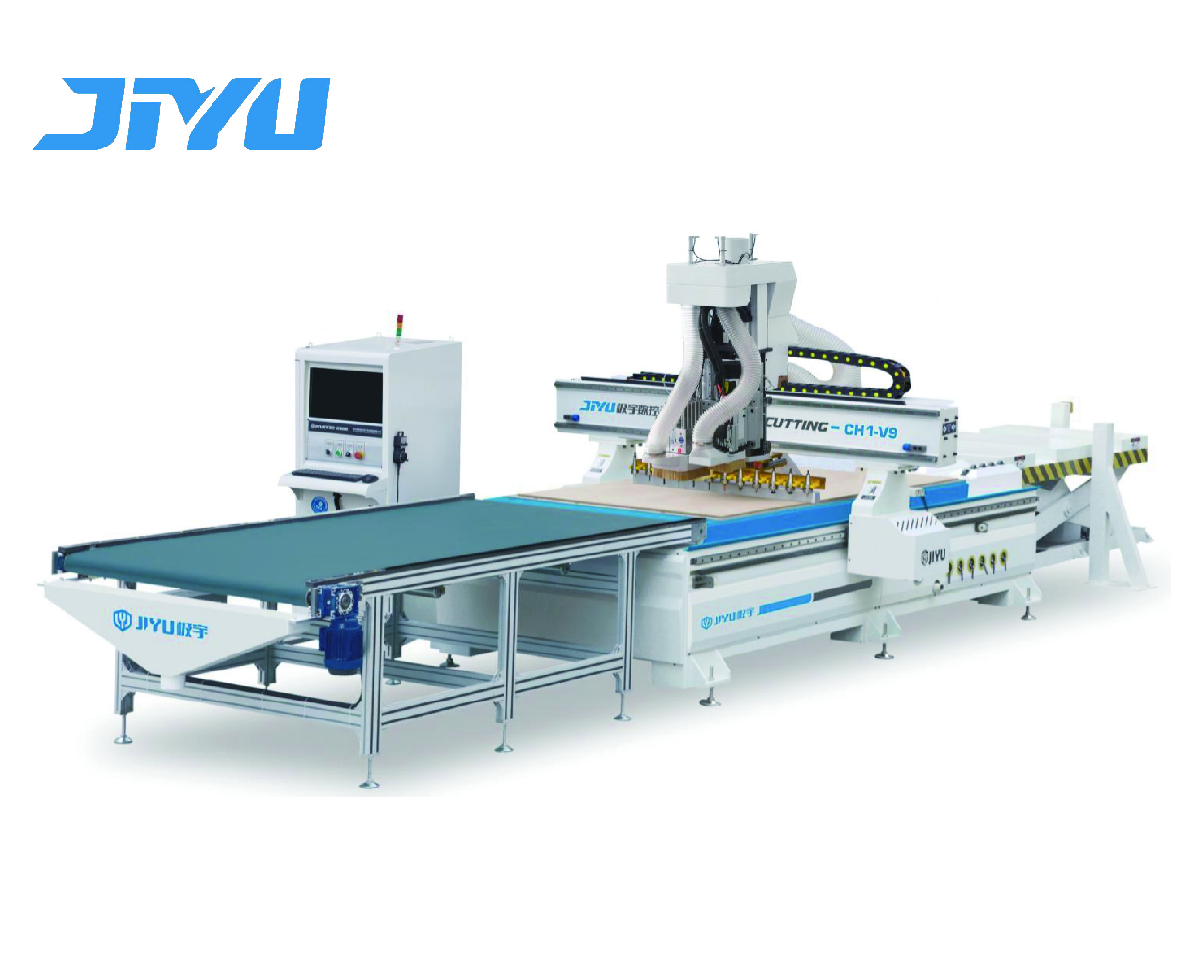 JIYU CH1-V9S CNC Cutting Machine With Labling Machine&Grabing Panels Function