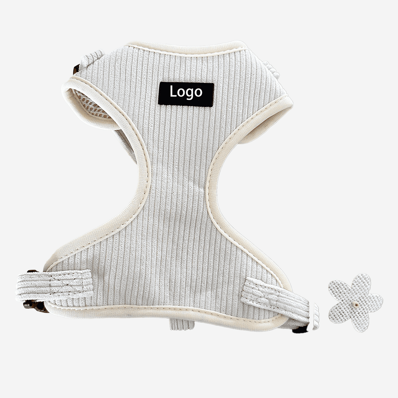 White Corduroy Dog Harness