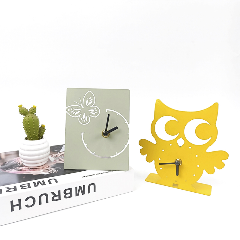 Desk Clock Metal Iron Material Owl Home Decorat...