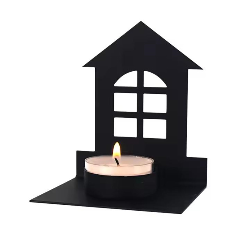 Candle Holder Iron Material Small House Candle Holder Stand