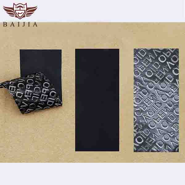 Black non residue anti-counterfeiting label material