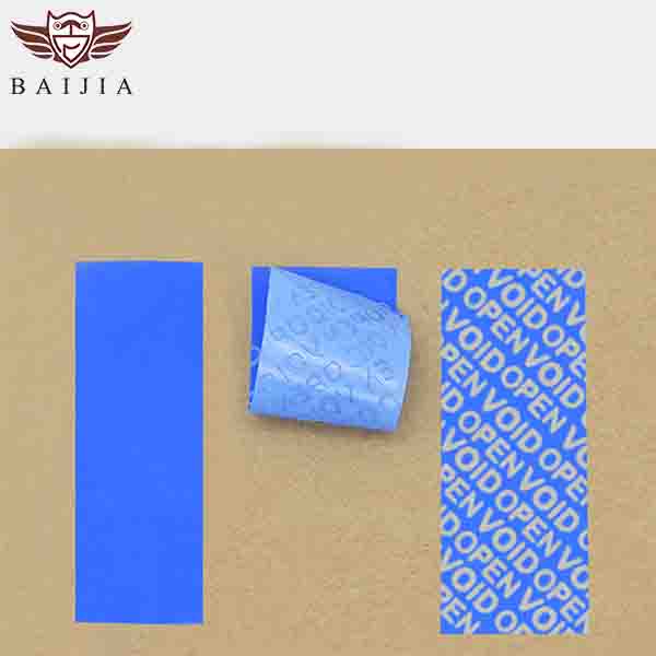 Blue Non Transfer Tamper Label material