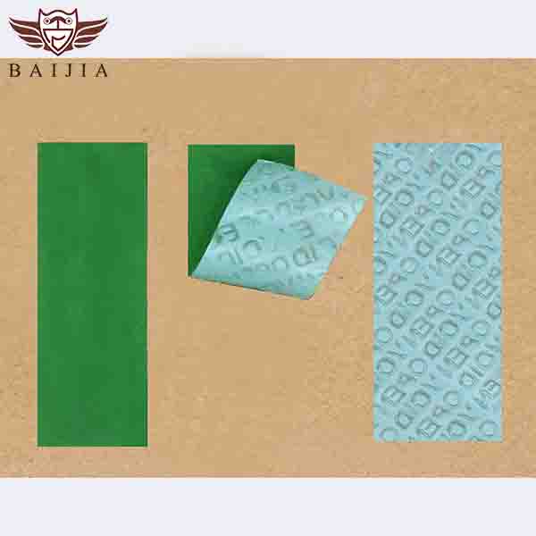 Green Non Transfer Tamper Label material