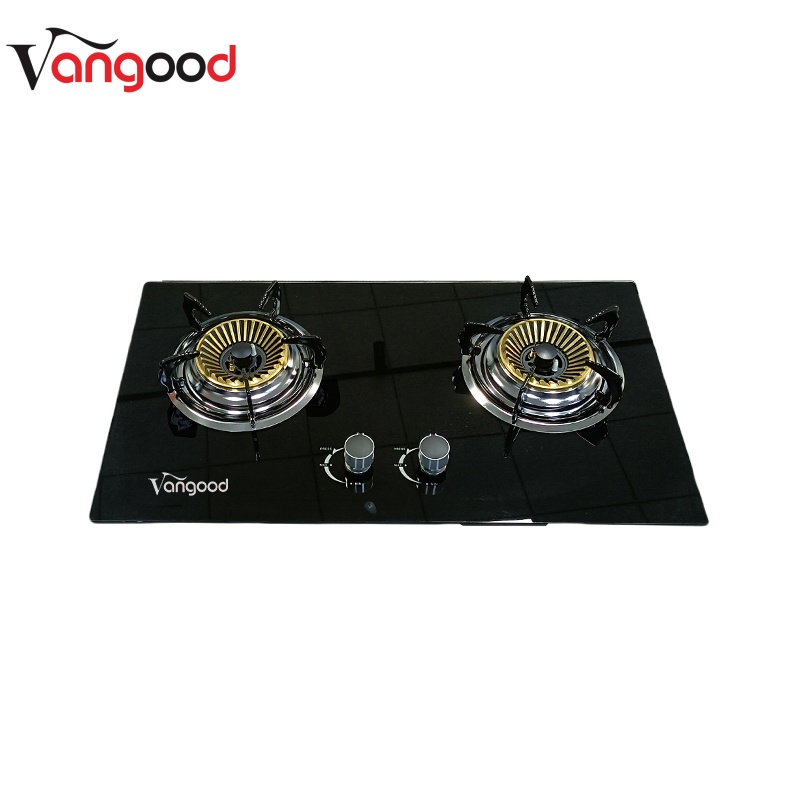 2-Brenner Built-In Gas Cooktop mat Glas Top Modern Kichen Uewen